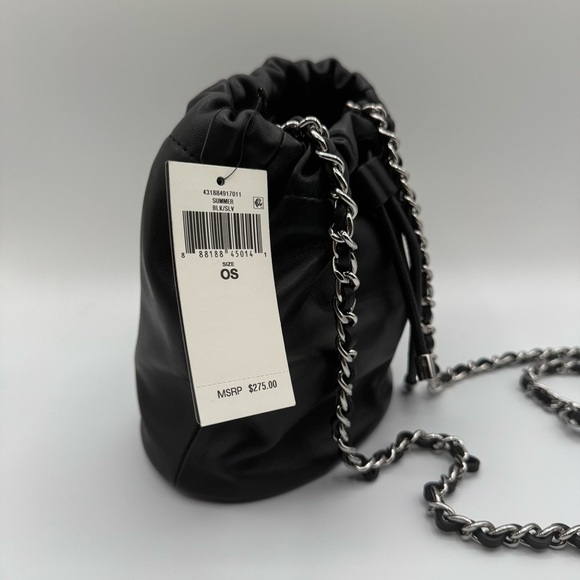 Lauren Ralph Lauren Black Leather Bucket Bag with Silver Hardware | New with Tag - Picture 6 of 12